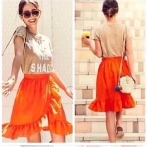 J. Crew Bright Orange Ruffle-Hem Mini Skirt